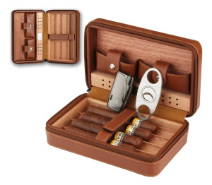 Case Umidor De Charutos Viagem de Madeira Cedro Estojo